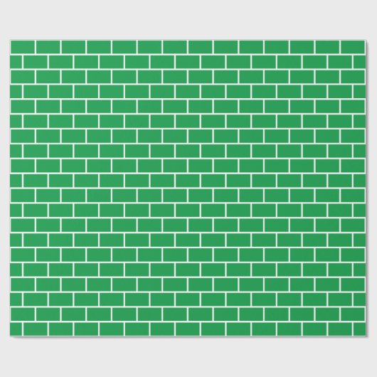 Kelly Green und White Brick Muster Geschenkpapier (Flach)
