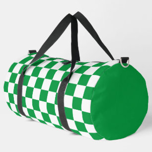 Kelly Green und White Checkered Muster Duffle Bag