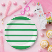 Kelly Green und White Minimal Wide Stripes Office Pappteller (Party)