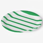 Kelly Green und White Minimal Wide Stripes Office Pappteller (Schrägansicht)