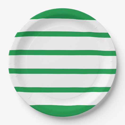 Kelly Green und White Minimal Wide Stripes Office Pappteller (Vorderseite)