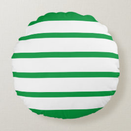 Kelly Green und White Minimal Wide Stripes Office Rundes Kissen
