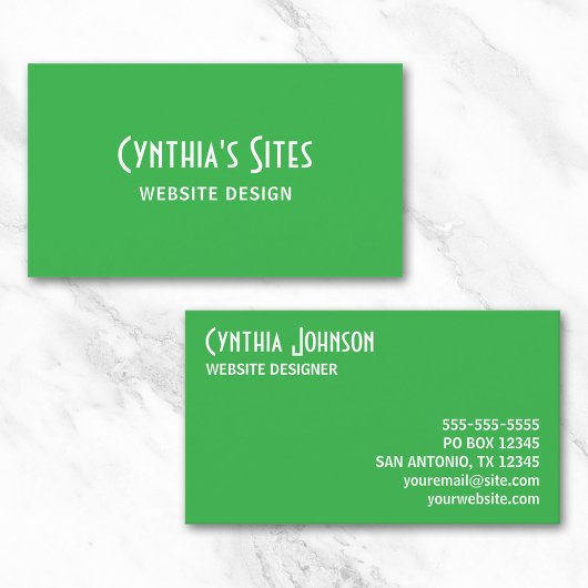 Kelly Green und White Retro Bold Visitenkarte