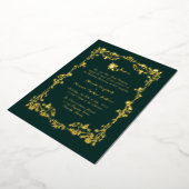 Kelly Green Verziert Rose Border Foil Einladung (Gedreht)