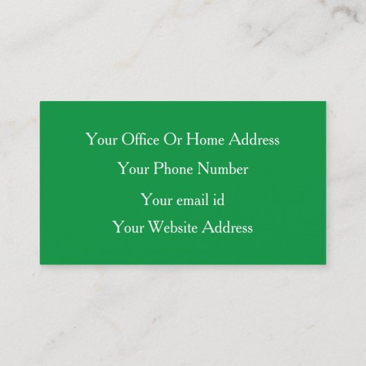 Kelly Green White Class Hochzeit benutzerdefiniert Visitenkarte (Rückseite)