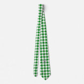 Kelly Green & White Large Hahnentrittmuster Karo Krawatte (Rückseite)