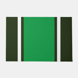 Kelly Green White Stripes Dark Forest Background Fußmatte