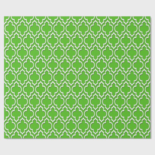 Kelly Green White XL Marokkanisches Quatrefolie #7 Geschenkpapier (Flach)