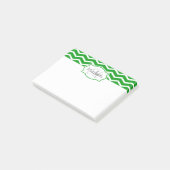 Kelly Green Zickzack Name Mit Monogramm Post-it Klebezettel (angewinkelt)
