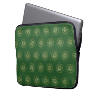 Kelly Grün Goldene Zinnien-Blumenmedaillons Laptopschutzhülle