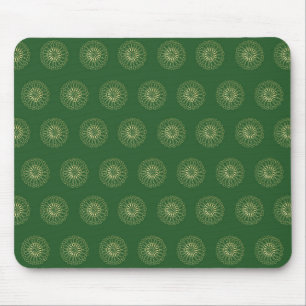 Kelly Grün   Goldene Zinnien-Blumenmedaillons Mousepad