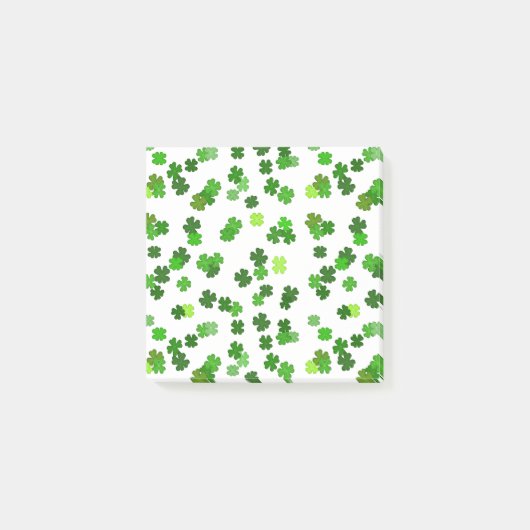 Kelly-grün „Shamrocks Falling“ Post-it Klebezettel (Vorderseite)