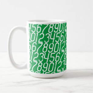 Kelly Grün und Weiß. Zahlen Mathe. Kaffeetasse