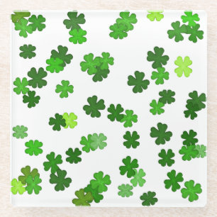 Kelly-grüne „Shamrocks Falling“ Glasuntersetzer
