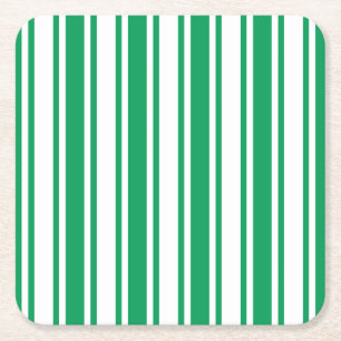 Kelly-grüne und weiße Kerzenstreifen Rechteckiger Pappuntersetzer