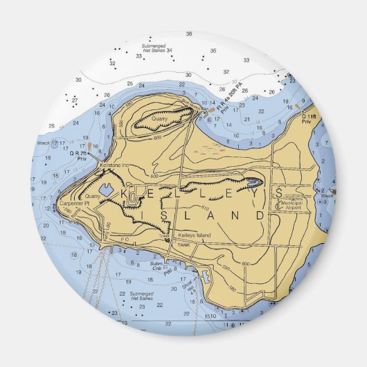 Kelly Island, OH nautische Übersicht Magnet (Vorne)