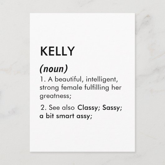 Kelly name, Editable name, Custom name Postkarte (Vorderseite)