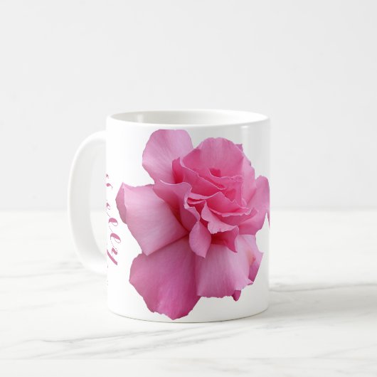 Kelly-Name hübsch rosa Rosa Blüte Kaffeetasse (Vorderseite Links)