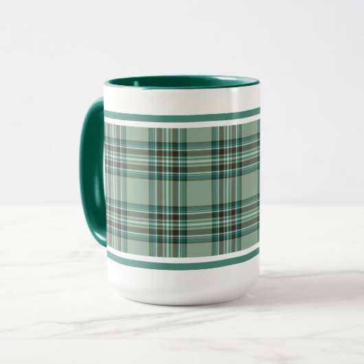 Kelly Tartan Pattern Mint Green Irish Kariert Tasse (Vorderseite Links)