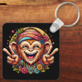 "Kelly the Chill Monkey" Aluminum Keychain Schlüsselanhänger (Rückseite)