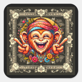 "Kelly the Chill Monkey Sticker" Quadratischer Aufkleber