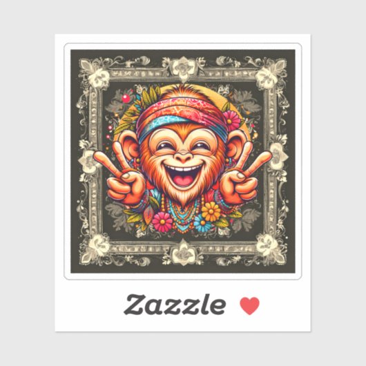 "Kelly the Chill Monkey" Vinyl Aufkleber (Blatt)