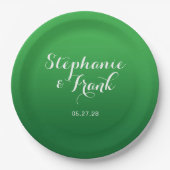 Kelly to Forest Green Gradient Wedding Pappteller (Vorderseite)