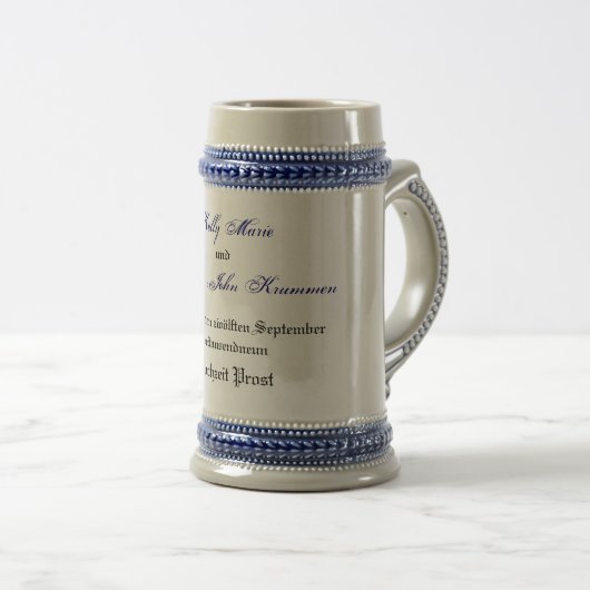 Kelly- u. Nick-Hochzeits-Party Stein Bierglas (VorderseiteRechts)