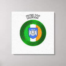 Kelly Wappen & Celtic Knot on Kleeblatt Canvas Pri