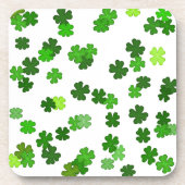 Kellygrün „Shamrocks Falling“ Getränkeuntersetzer (Vorderseite)