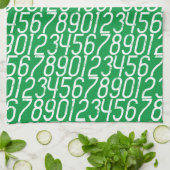 Kellygrün/weiß. Zahlen Math. Geschirrtuch (Gefaltet)