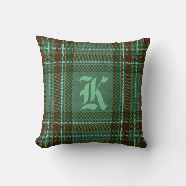 Kellytartan-Monogramm-Kissen Kissen (Vorderseite)