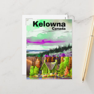 Kelowna BC Travel Postcard, British Columbia Art P Feiertagspostkarte