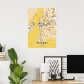 Kelowna - Canada Yellow City Map Poster (Heimbüro)