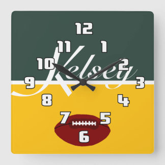 Kelsey Football Limon Clock Quadratische Wanduhr