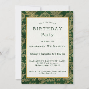 Keltisch Grün Gold Paisley Floral Geburtstag Einladung