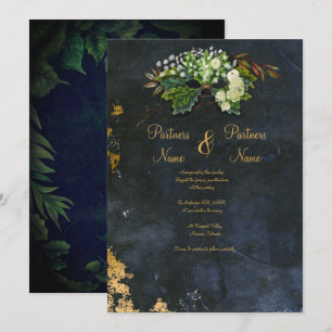 Keltische Blätter Aquarell-Hochzeit Einladung
