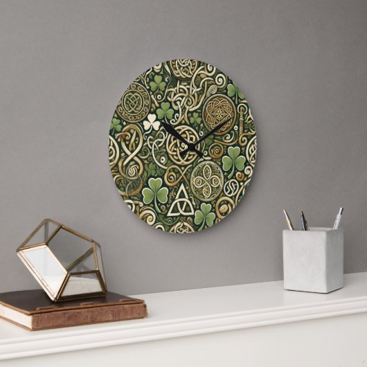 Keltische Blüte Große Wanduhr (Büro)