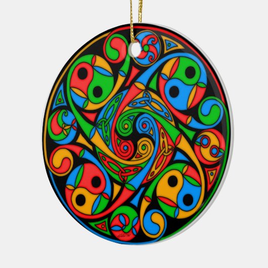 Keltische Buntglas-Spiralen-Verzierung Keramikornament (Links)