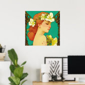 Keltische Dame mit Blumen im Haar Poster (Heimbüro)
