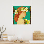Keltische Dame mit Blumen im Haar Poster (Küche)