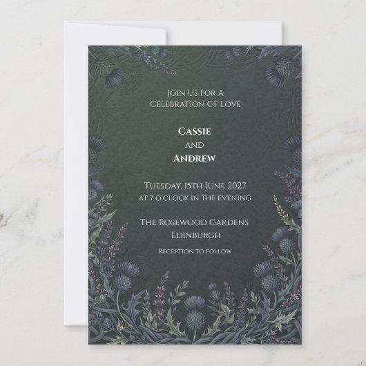 Keltische Distel-Hochzeitseinladung Einladung (Vorderseite)