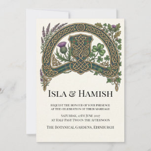 Keltische Distel-Tor-Hochzeitseinladung Einladung