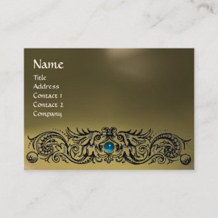 KELTISCHE DRACHEN-MONOGRAMM-ACHAT grau-blauer Saph Visitenkarte