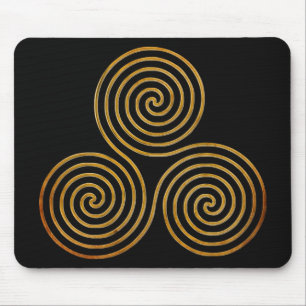 keltische Dreifach-Spirale - One Line antikes Gold Mousepad
