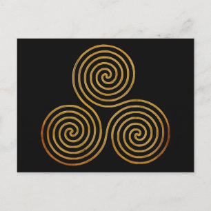 keltische Dreifach-Spirale - One Line antikes Gold Postkarte