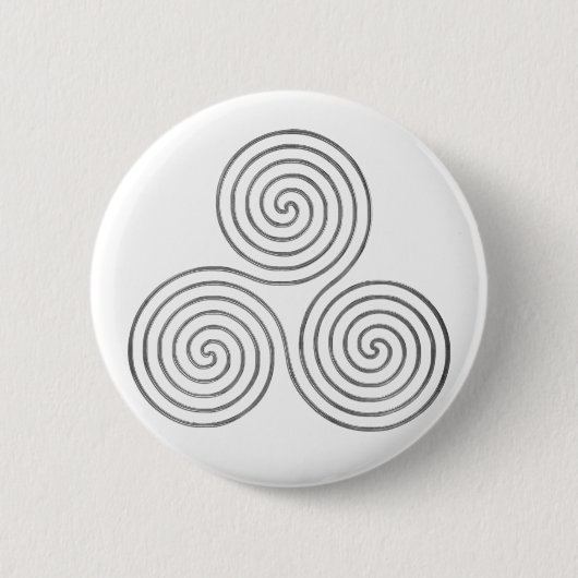 keltische Dreifach-Spirale - One Line antikes Silb Button (Vorderseite)