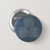 keltische Dreifach-Spirale - One Line antikes Silb Button (Vorne & Hinten)