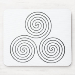 keltische Dreifach-Spirale - One Line antikes Silb Mousepad