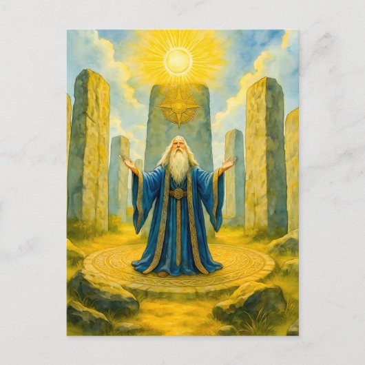 Keltische Druide im heiligen Steinkreis Feiertagspostkarte (Vorderseite)
